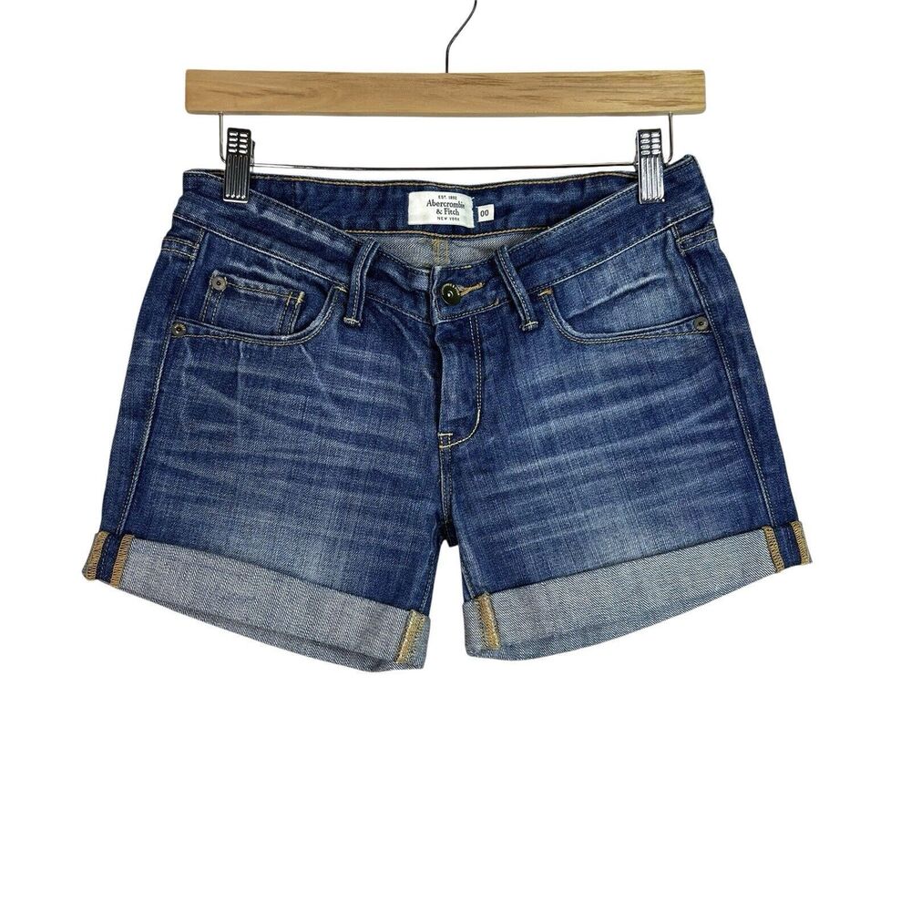 Abercrombie & Fitch Blue Cuffed Denim Shorts Size 00